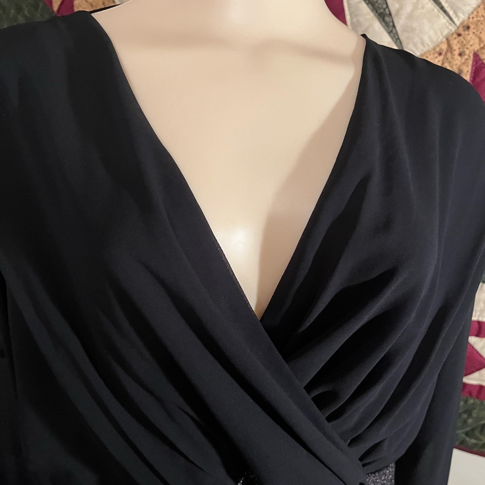 Nordstrom City Chic Black and silver layered Peplum Glitter Blouse, XL - Picture 11 of 14